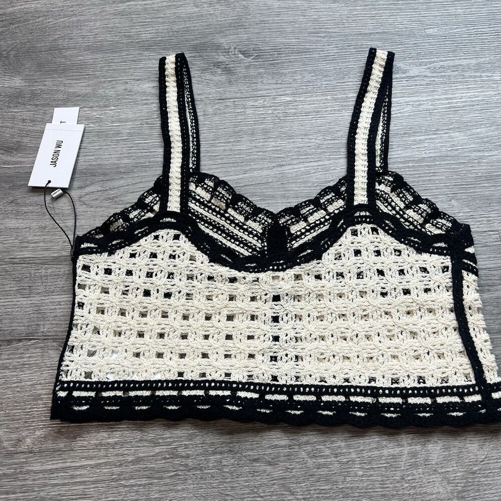 Jason Wu Crochet Cottage Core Cropped‎ Boho Hippie Tank Top Festival NWT Size 2 - Picture 3 of 8